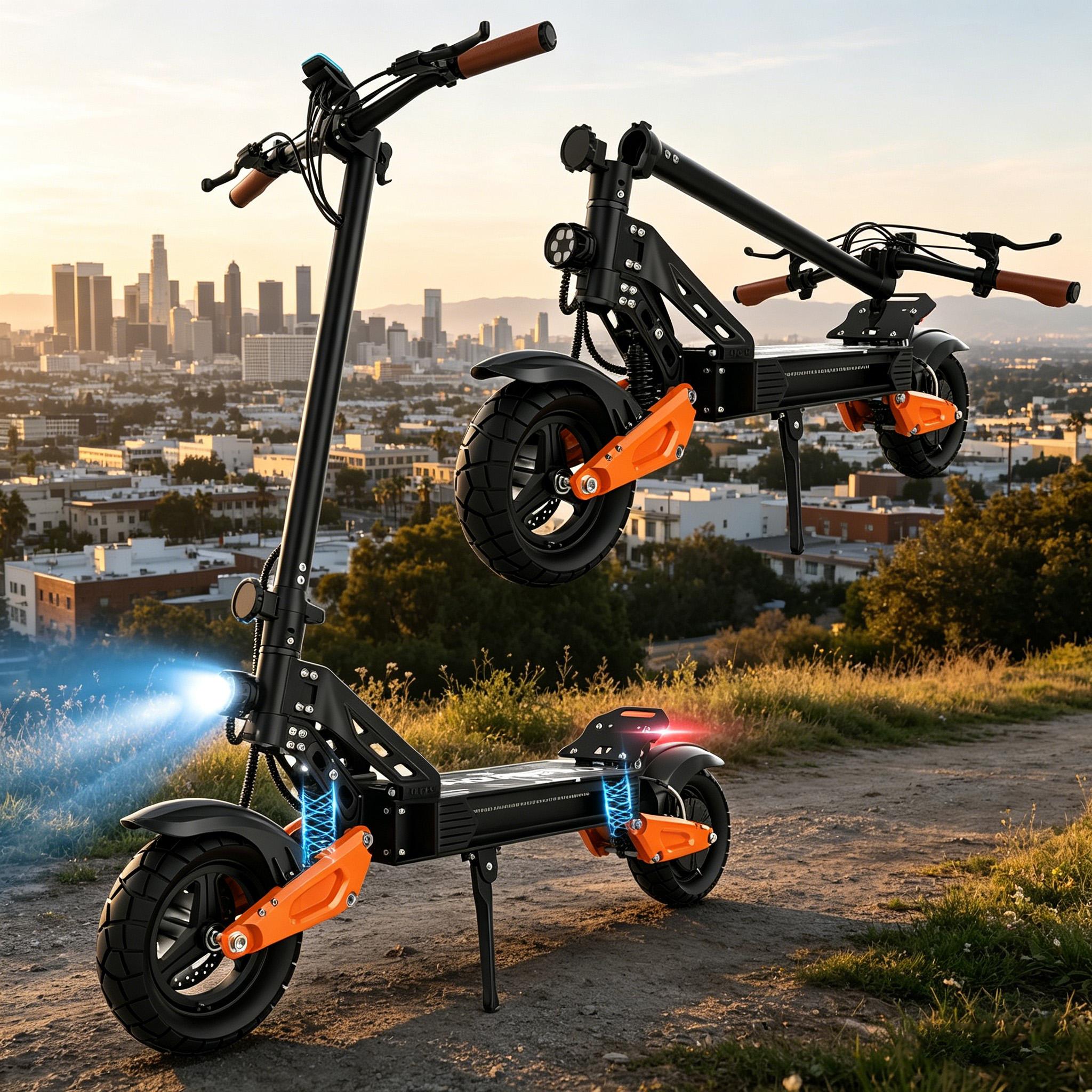 A High-Performance Adult Off-Road E-Scooter | 31MPH Top Speed, 30 Miles Range, 1200W Motor, 10" Pneumatic Tires, Dual Suspension & LED Display – Ideal for City Travel & Off-Road Rides