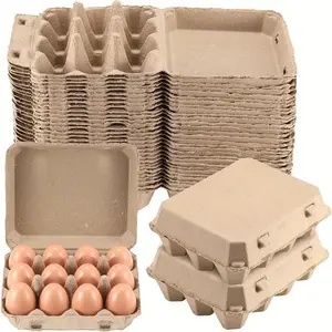 25PCS 3×4 Natural Pulp Egg Cartons, Each Holds 12 Eggs, Reusable Egg Storage Containers, Small Pet Enrichment Toys, Perfect for Home Kitchen and Farm Use, Ideal for Collecting and Storing Fresh Eggs
