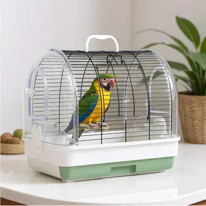 Portable Bird Cage Carrier, Small Bird Cage with Perches, Food Bowls and Tray, Bird Carrier for Parakeets, Canaries, Lovebirds, Small Quaker, Cockatiels, Budgie, Green Cheek Iron Flight Stand Large Rolling Play Top