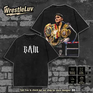 Retro BOXING Bam Rodriguez Oversize Washed Tee, Fighter Graphic T-Shirt, Perfect Gift for Sports Fans men Fabric Menswear 90s