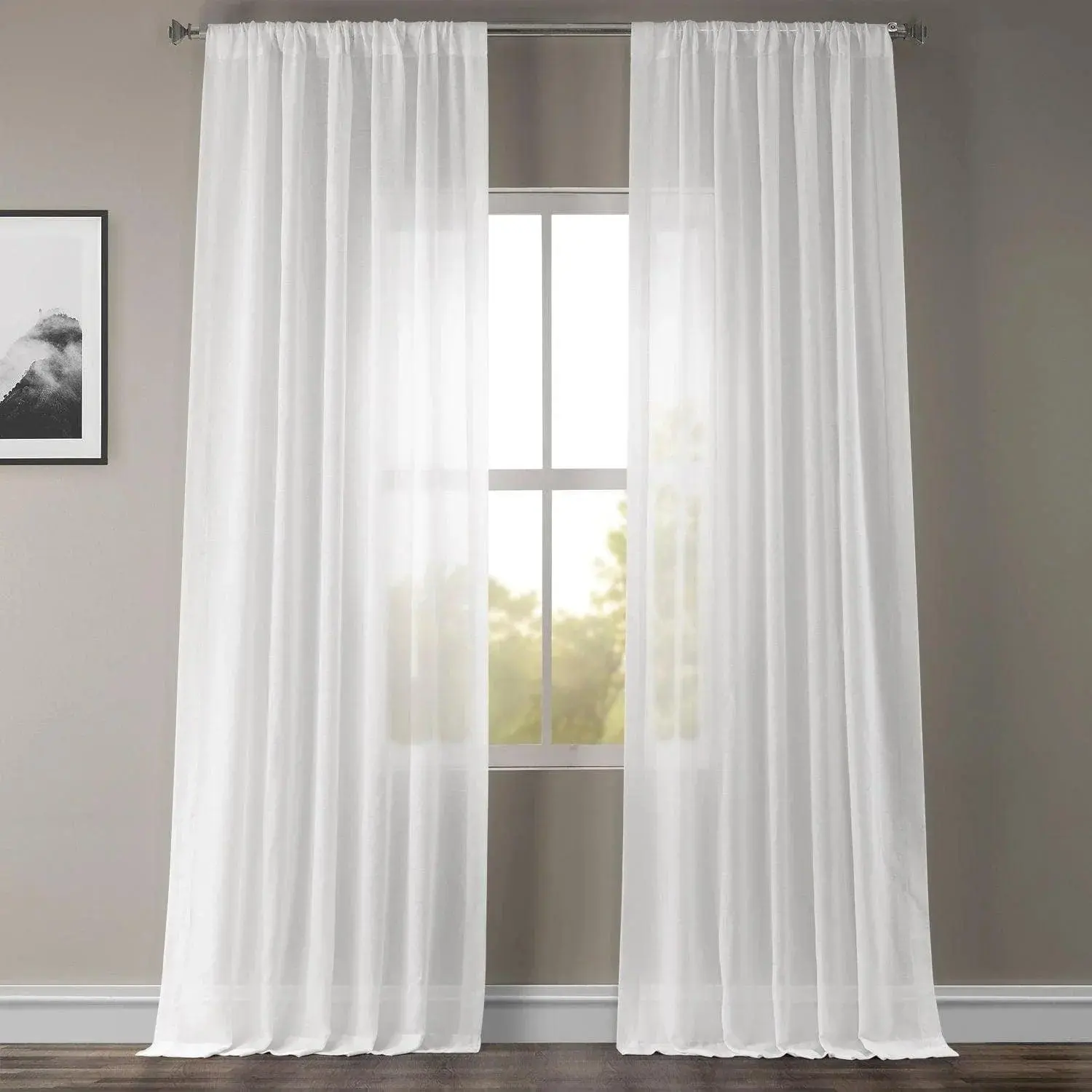 Textured Faux Linen Sheer Curtain, Half-Price Interior Decoration Accessory for Household Textiles & Soft Furnishings, Interior Decoration Accessories