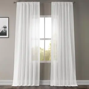 Half Price Drapes Textured Faux Linen Sheer Curtain