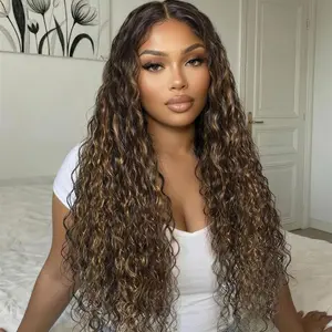 【LIVE SALE】Nadula Highlight Balayage Water Wave Wig 7x5 Lace Closure Human Hair Wigs with Drawstring Pre Bleached Knots Glueless Lace Wig