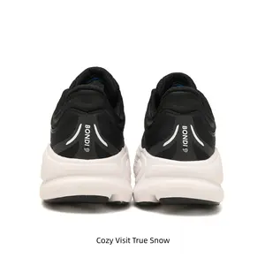 Black Breathable Mesh Running Shoes White Chunky Cloud Cushion Sole White Side Print Unisex Walking Sneakers