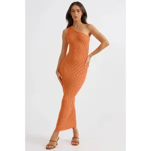 Claire One Shoulder Maxi Dress in Orange by SNDYS
