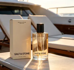 Salt & Stone Santal & Vetiver Body Mist 100ml | Unisex Skincare-Infused Hair & Body Spray, Earthy Woody Aroma with Hydrating Glycerin & Red Algae, Clean Long-Lasting Scent, Vegan & Cruelty-Free Daily Refreshing Fragrance