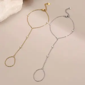 Hand Chain - Elegant Gold & Silver Beaded Design for Women's Fashion Accessories