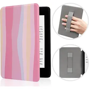 Kindle Paperwhite Case with Hand Strap -  PU Leather Slim Protective Cover with Auto Sleep/Wake - Only fit 6'' Kindle Paperwhite 10th Generation 2018 (Model NO.PQ94WIF), Colorful Pink
