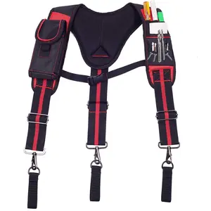 Tool Belt Suspenders Construction Work Suspenders with  Pocket, Large Moveable Phone Holder, Pencil Holder