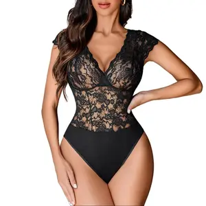 Avidlove Lace Bodysuits for Women V Neck Tank Top Body Suits Snap Crotch One Piece Teddy