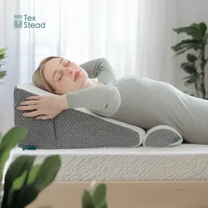 Memory Foam Wedge Pillow for Sleeping, Elevated Body Pillow for Back Support, Acid Reflux, Leg, Neck Pain, Snoring White/Grey, New Year, Christmas Gift