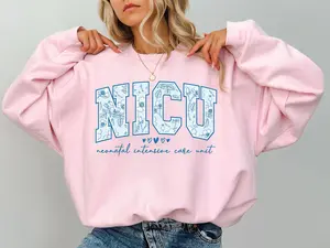 NICU Nurse T-Shirt OR Sweatshirt, Blue Toile Neonatal Intensive Care Unit Nurse Tshirt, Newborn Nurse Tee,  NICU  Unisex  Womenswear