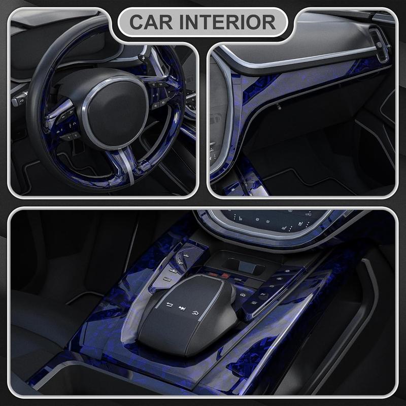 Forged Carbon Fiber Vinyl Wrap With 5PCS Tool Kits, High Gloss Car Wrap Vinyl Roll, DIY Decal Auto Vehicle Film Sheet with Air Release Technology Self Adhesive 1ft x 5ft