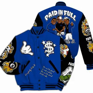 Varsity Jacket To Match Hyper Royal 12s - Everybody Paid In Full Graphic All Over Print OVY