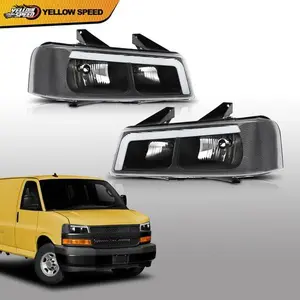 Fit For 2003-2019 Chevy Express GMC Savana Van LED Headlights Headlamps Black