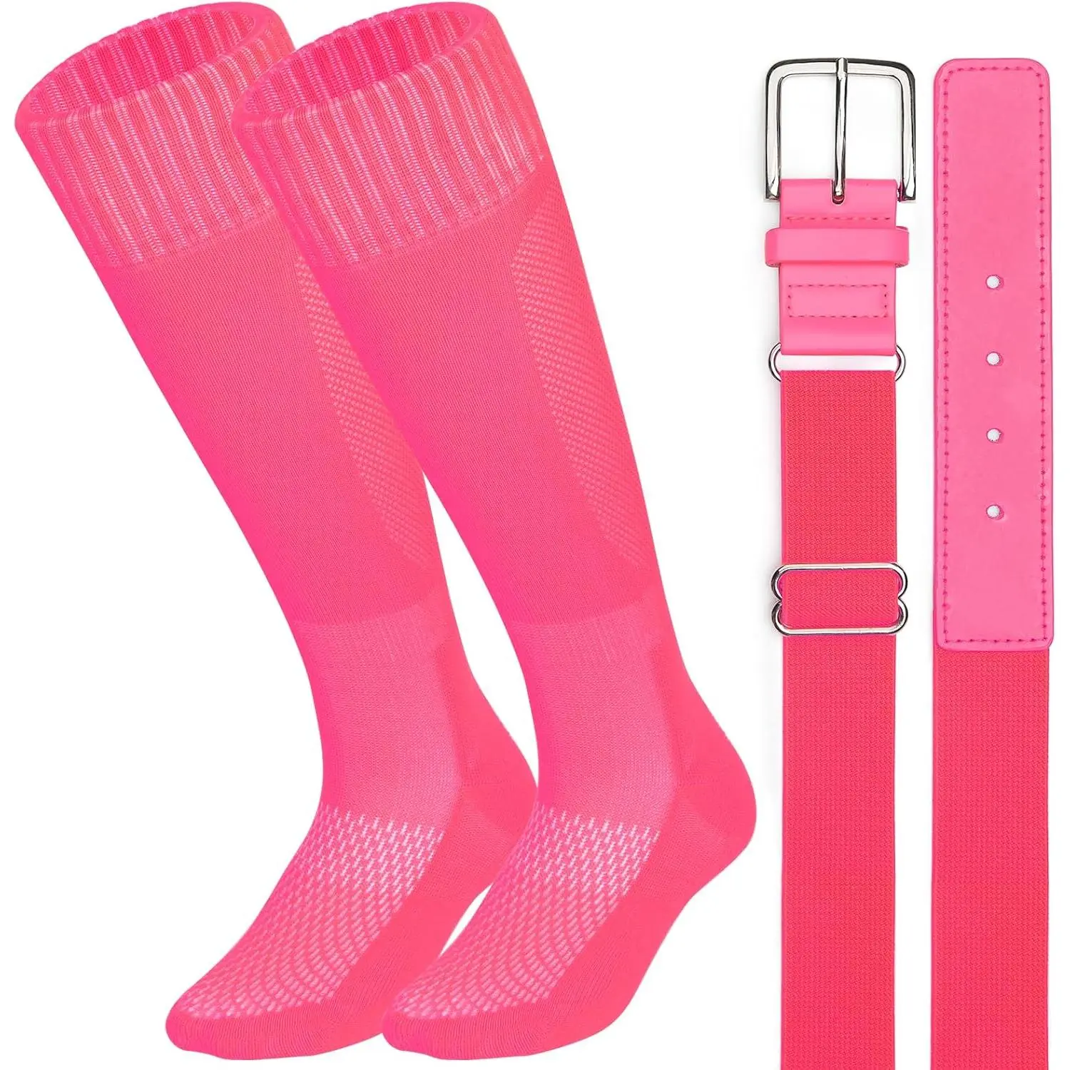 Athletic Baseball Socks and Adjustable Elastic Belt Combo for Youth & Adult Softball Players, Breathable Mesh Fabric, Athletic Ankle Socks, Softball/Baseball, S, Small, Adjustable Fit, Boys & Girls, Advanced Textile Technology