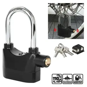 Anti-Theft Alarm Padlock with Lock Hasps,Aluminum alloy material， 110dB Loud Siren, Heavy Duty Weatherproof Security Lock, Key/Combination Access, Vibration-Triggered Alarm for Bikes, Gates, Outdoor Use