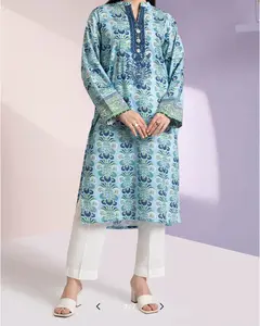 Zellbury Sky Blue Embroidered Lawn Kurta for Women - Elegant & Sophisticated Asian Fashion Overall Salwar