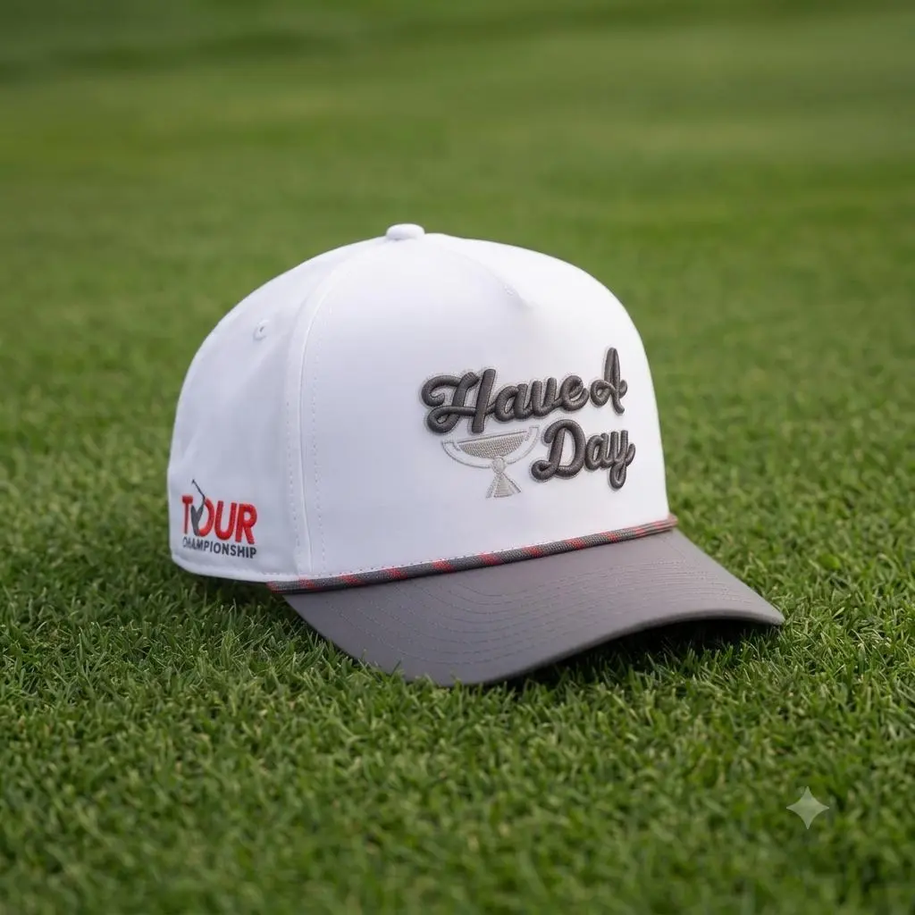 Breezy Golf "Have A Day" Gray & White Rope Golf Hat | Limited Edition Tour Championship & WM Phoenix Open Collab | Aesthetic Performance Golf Cap | Multi-Color Summer Essentials | Golf Gift for Him