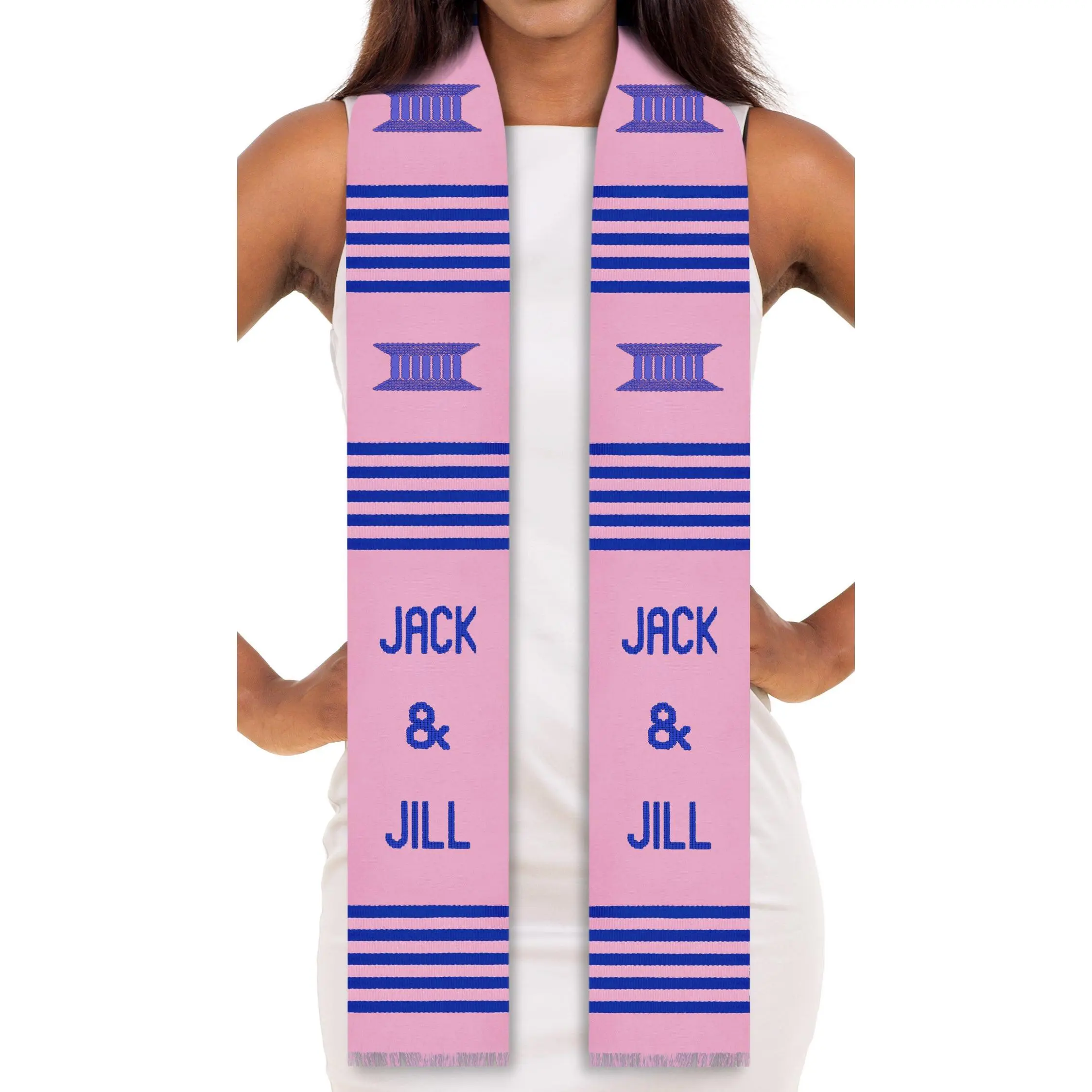 Jack & Jill Authentic Handwoven Kente Cloth Stole Sash (Pink)