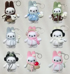 Bunny Miffy Handmade Crochet Lifestyle Keychain Bag With Charm, handmade Miffy Keychain crochet, Gift For Her, Handmade crochet Keychain