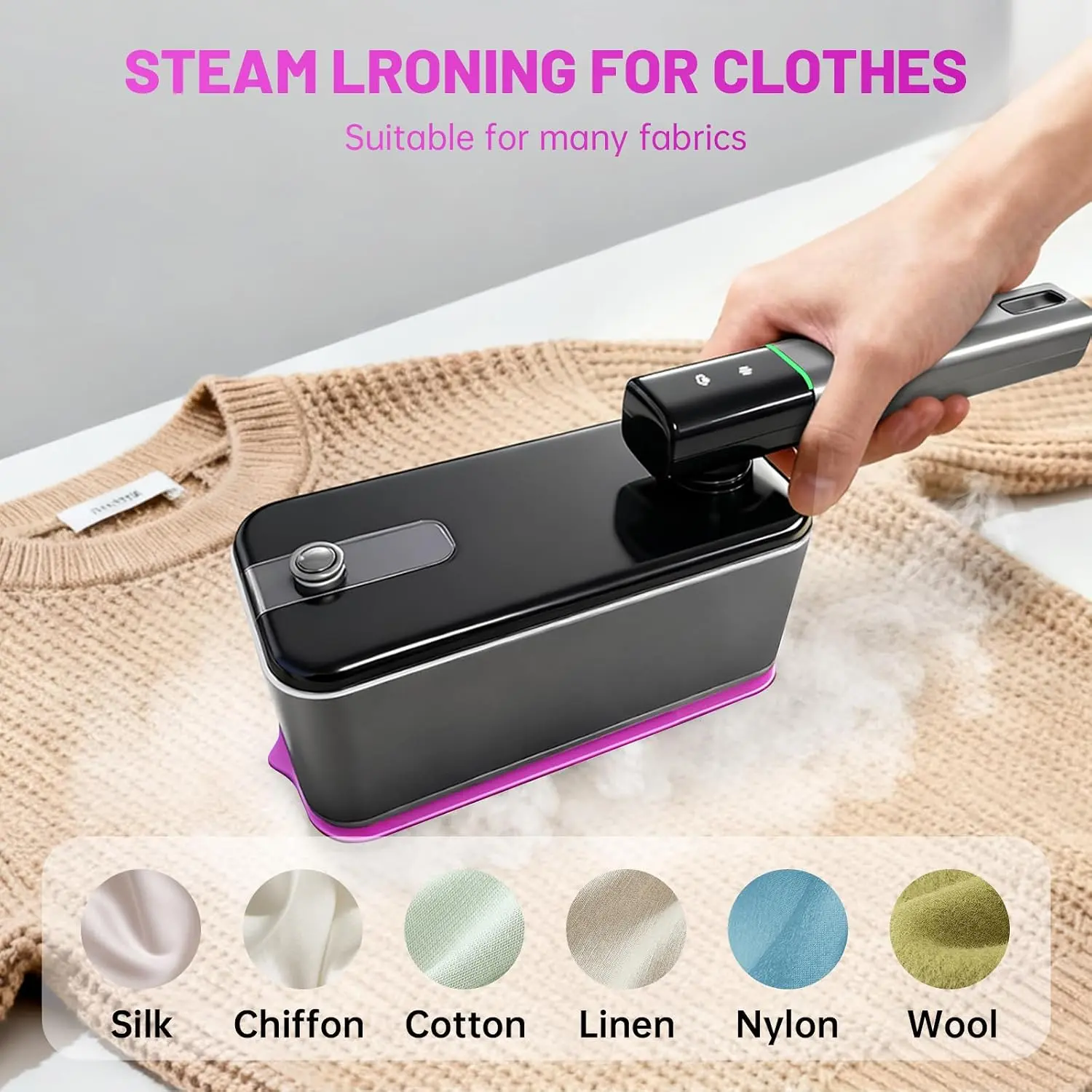 Portable Handheld Clothes Steamer - Wet & Dry Iron, Fast Heat-Up, Quick Wrinkle Removal, LCD Display, for Home, Office, travel Use  steam iron  & Dry Mini Steam Iron