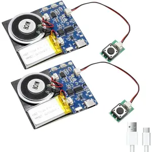 Module - 16MB Push Button Activated Sound Module with Speaker, Type-C , and Easy Recording Capability16 Minutes for Personalized Greetings, DIY Projects, and Holiday Crafts (Blue-2Pack)