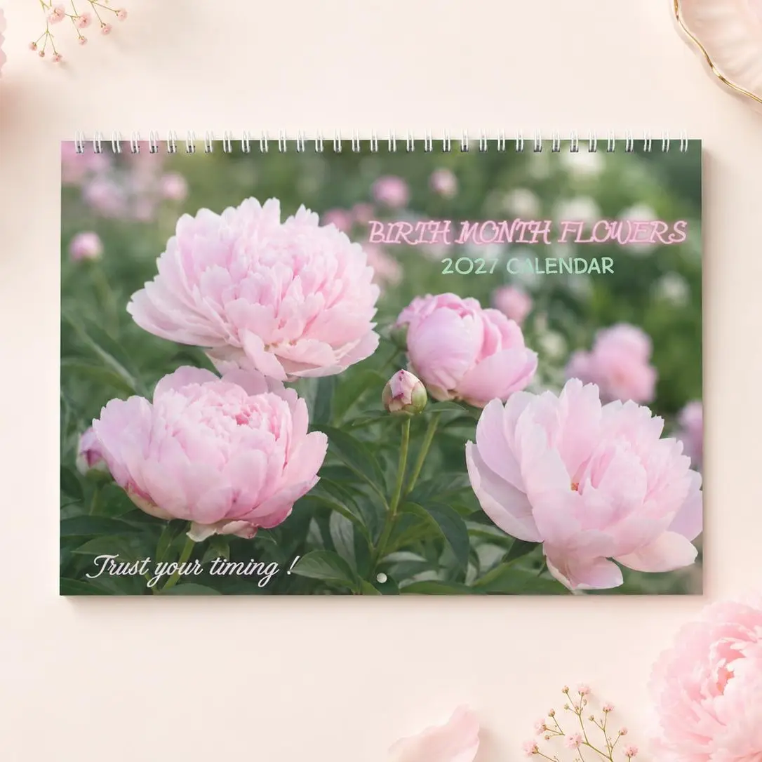 Birth Month Flowers 2027 Wall Calendar – Botanical Floral Spiral Calendar, Personalized Birth Flower Inspired Home Decor, Pastel Garden Gift for Her