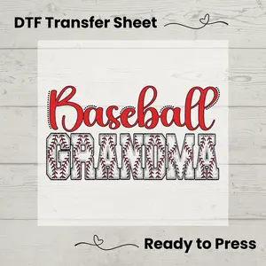 Baseball Grandma DTF, Dtf Transfer Sheet, Ready to Press, Custom Dtf, Diy Heat Transfer, T-Shirt Transfer, Baseball Nana Shirt