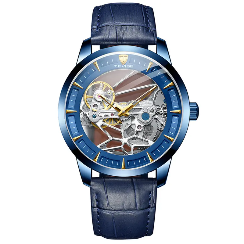 TEVISE Automatic Mechanical Men\'s Watch Blue Dial Two-Tone Bracelet Day/Night Top Brand Men Mechanical Watch TEVISE T801A Automatic Date  main image 4