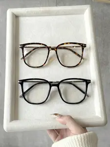 Vintage Square Tortoiseshell Frame Glasses, Unisex Transparent Lenses, Durable Lightweight Design, Perfect for Work & Daily Wear