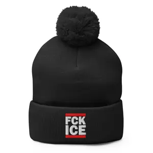 FCK ICE Pom-Pom Beanie | Abolish ICE Political Winter Hat | No Human Is Illegal | Chinga La Migra | End Deportations | Families Belong Together | Social Justice Activism | Anti-ICE Protest Gear | DACA Support | Immigrant Rights Knit Cap | Leftist Wear