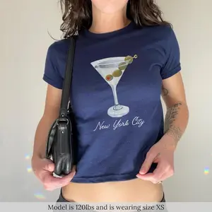 Martini Olive Baby Tee, NYC Cocktail Club Y2K Style