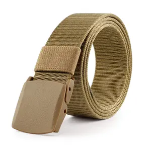 NO METAL ALLERGY Nylon Canvas Breathable Military Tactical Men Waist Belt With Box Flip Plastic Buckle
