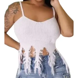 Fringed Crochet Sleeveless Tank Top