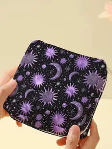 Star & Moon Pattern Sanitary Napkin Storage Bag, Lightweight Tissue Bag for Women's Products, Travel Cosmetics Storage Box, Zipper Pouches