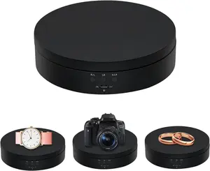 360 Degree Rotating Display Stand, 5.4 Inch Motorized Spinning Platform, Electric Lazy Susan, Turntable Table Base for Photography, Jewelry, Watch, Cup - Max Load 3kg, Black
