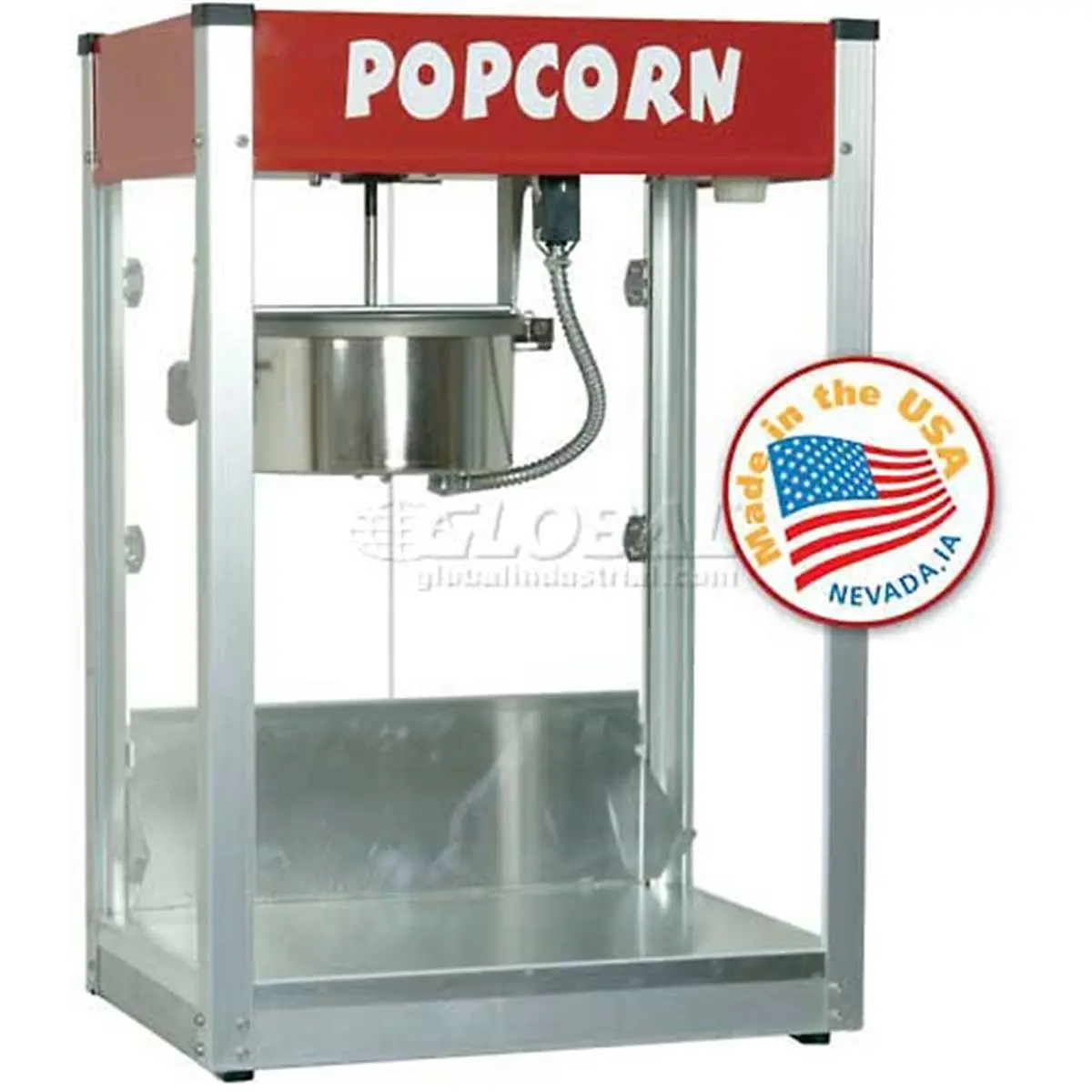 212 MAIN Thrifty 8 oz Aluminum Popcorn Machine - Entry-Level High-Output Specialty Kitchen Appliance, Easy Clean, Fun Design, 120V, 19.75" W x 14.25" D x 29.5" H