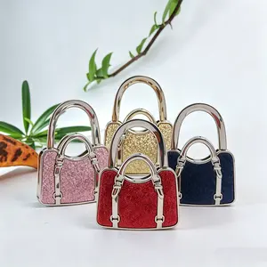 Foldable Alloy-Leather Handbag Hanger Hook, Leather Home Organizer, Portable Table-Mount Purse Holder, Compact Travel-Friendly Gift for Girls