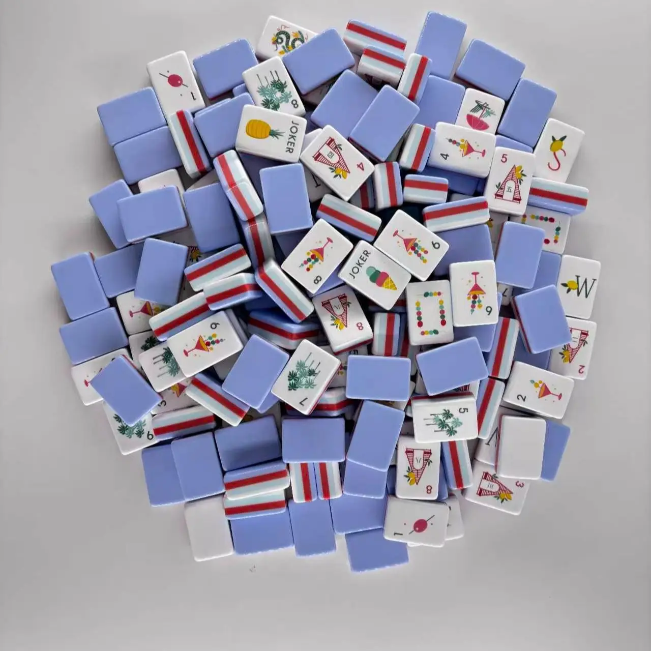 American-Style Mahjong Set, High-Quality 4-Layer Acrylic, 36mm, Ocean Blue, 160 Tiles, for Family Gatherings Tabletop Game Entertainment