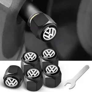 5 Piece Metal Car Wheel HUB Tire Valve Stem Caps, Fits Volkswagen Jetta Golf Tiguan Atlas ID.4 Buzz, Durable Automotive Accessories