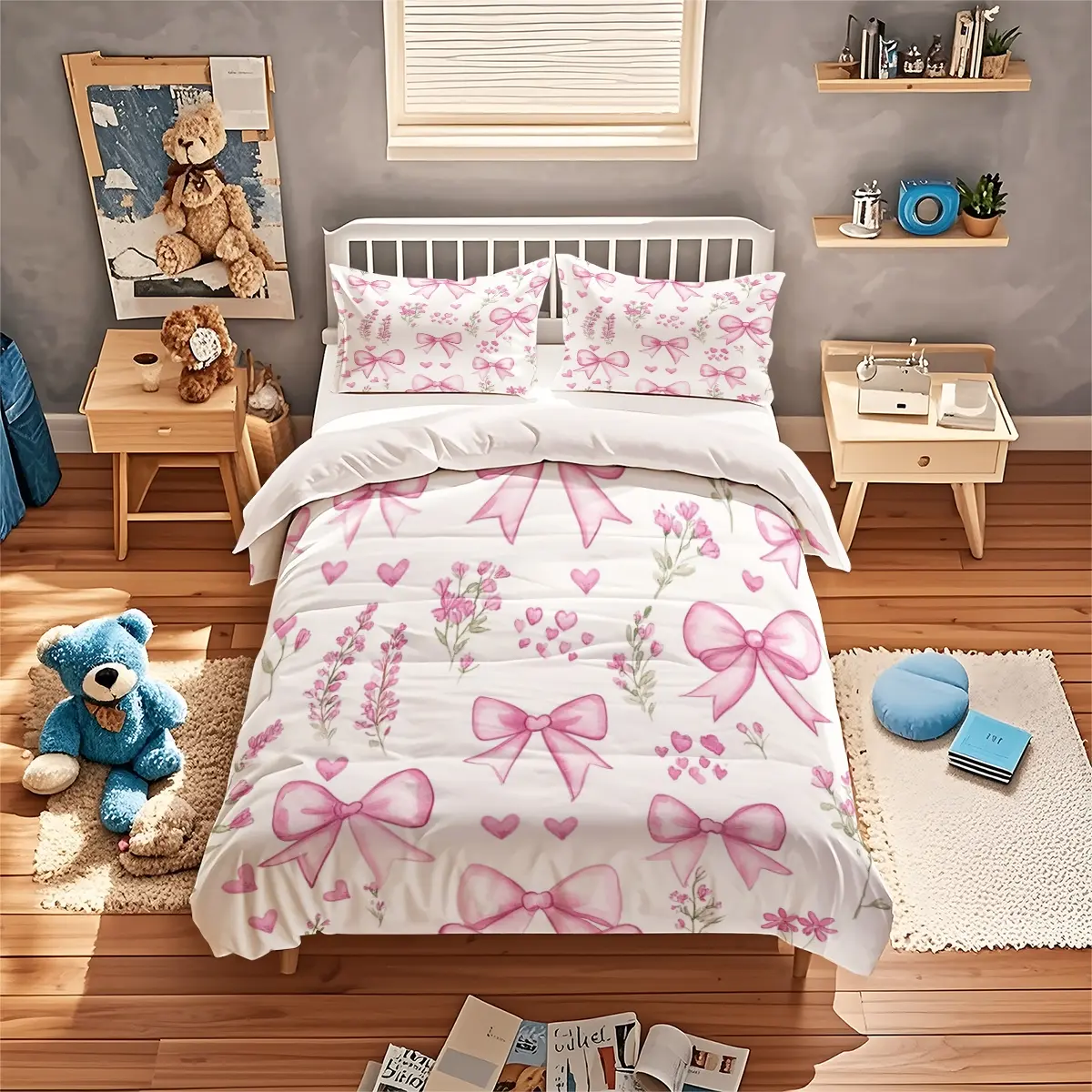 3-Piece Butterfly Decorative Bedding Set (1 Fitted Sheet + 2 Pillowcases), Soft Comfortable Bedroom Decor, Ideal for Dorms & Guest Rooms, Bed Sheet Sets