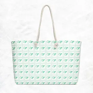 The Valerie "Boxed Green and White" Collection Oversized weekender bag