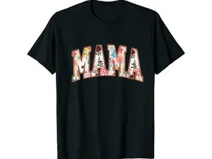 Floral MAMA 100% Cotton T-Shirt – Boho Wildflower Graphic Mom Tee, Varsity Style Lettering Apparel, Perfect Mother’s Day Gift for Trendy Moms & Casual Daily Wear