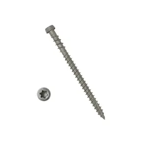 Coated Composite Deck Screws #10 x 2-3/4, Self Tapping  Screws and Deck Screws with Torx T20  Drive, Type 17 Point, Flat , 1 Free Bit Included (Gray, 75), by