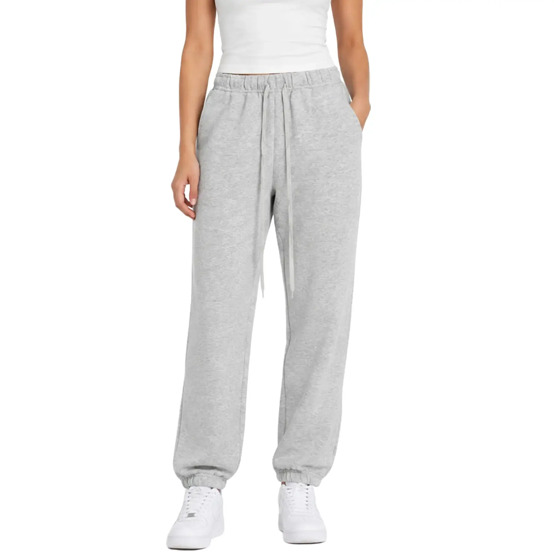 Unisex Oversized Baggy Joggers, Soft Fleece Sweatpants, 2022 Light Grey Cotton Casual Drawstring Pants Daily Streetwear Loungewear Athleisure Style Bottoms