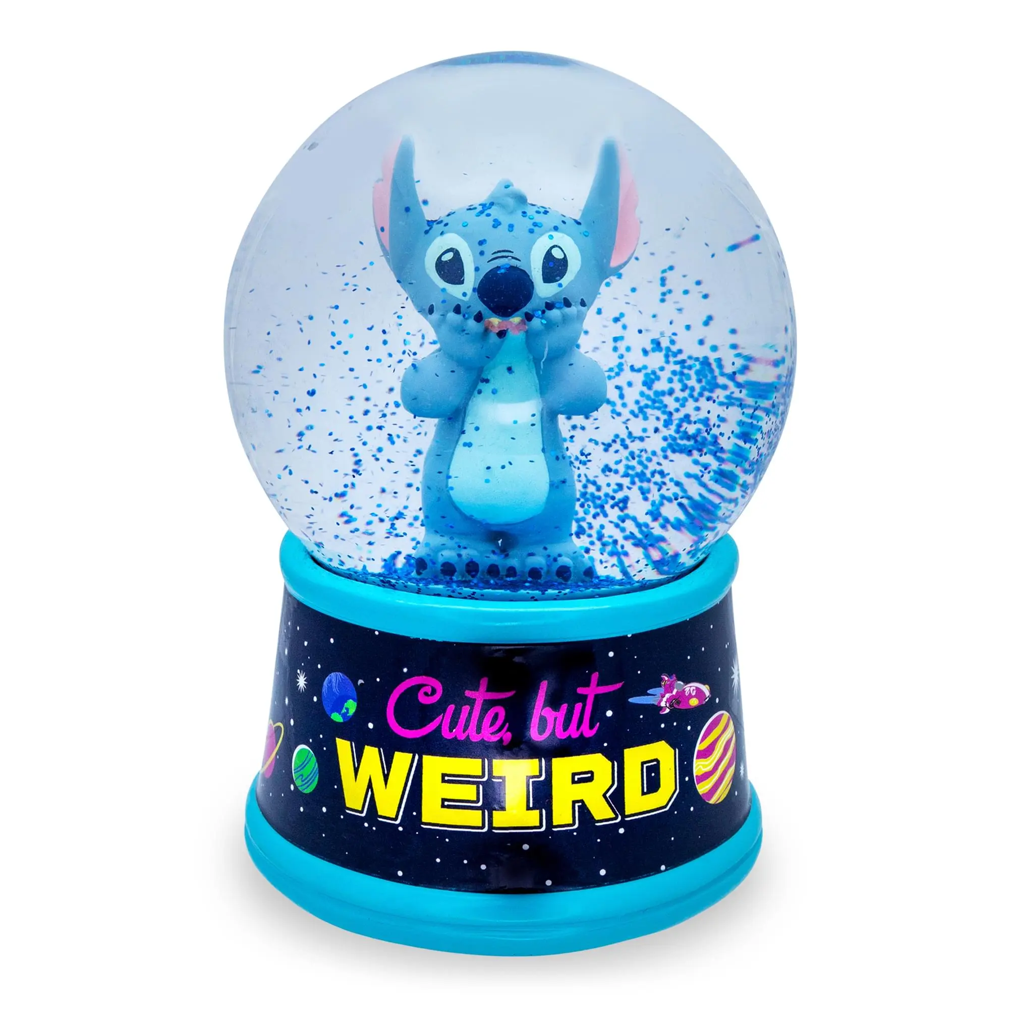 New Disney Lilo & Stitch "Cute But Weird" Light-Up Snow Globe by Silver Buffalo, 6 In Collectibles for Office Desk & Home Bookshelf