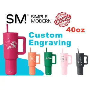 Personalized 40oz Simple Modern Tumbler: Laser Engraved Stainless Steel Travel Mug, Customer Tumbler For Your Coffee and Tea