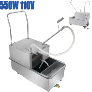 550W 110V Stainless Steel Fryer Oil Filter, 55L/14.53 Deep Fryer Oil Filters with Lockable Casters, 3-Stage Filtration Machine, Oil Gun Handle & Pure Copper Valve, for Restaurant