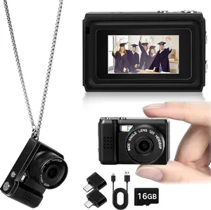 Mini Digital Video Camera 1080P Camcorder Built-in Battery with LCD Screen Flash for Photo Video, Black